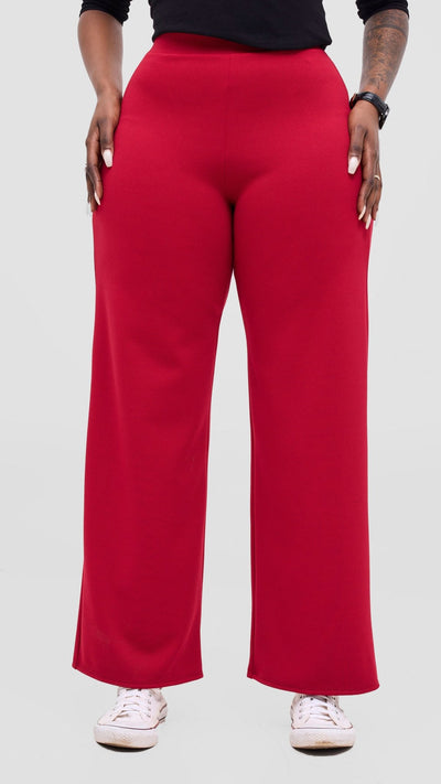 Vivo Selah Pallazo Pants - Dark Red - Shopzetu