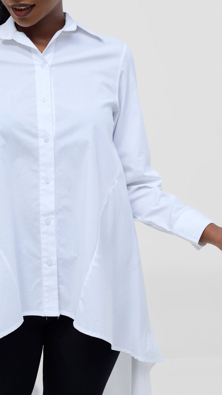Safari by Vivo Zehra Cotton High Low Shirt - White