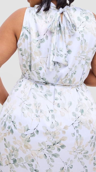 Vivo Samira Midi Dress - Grey / Olive Print - Shopzetu