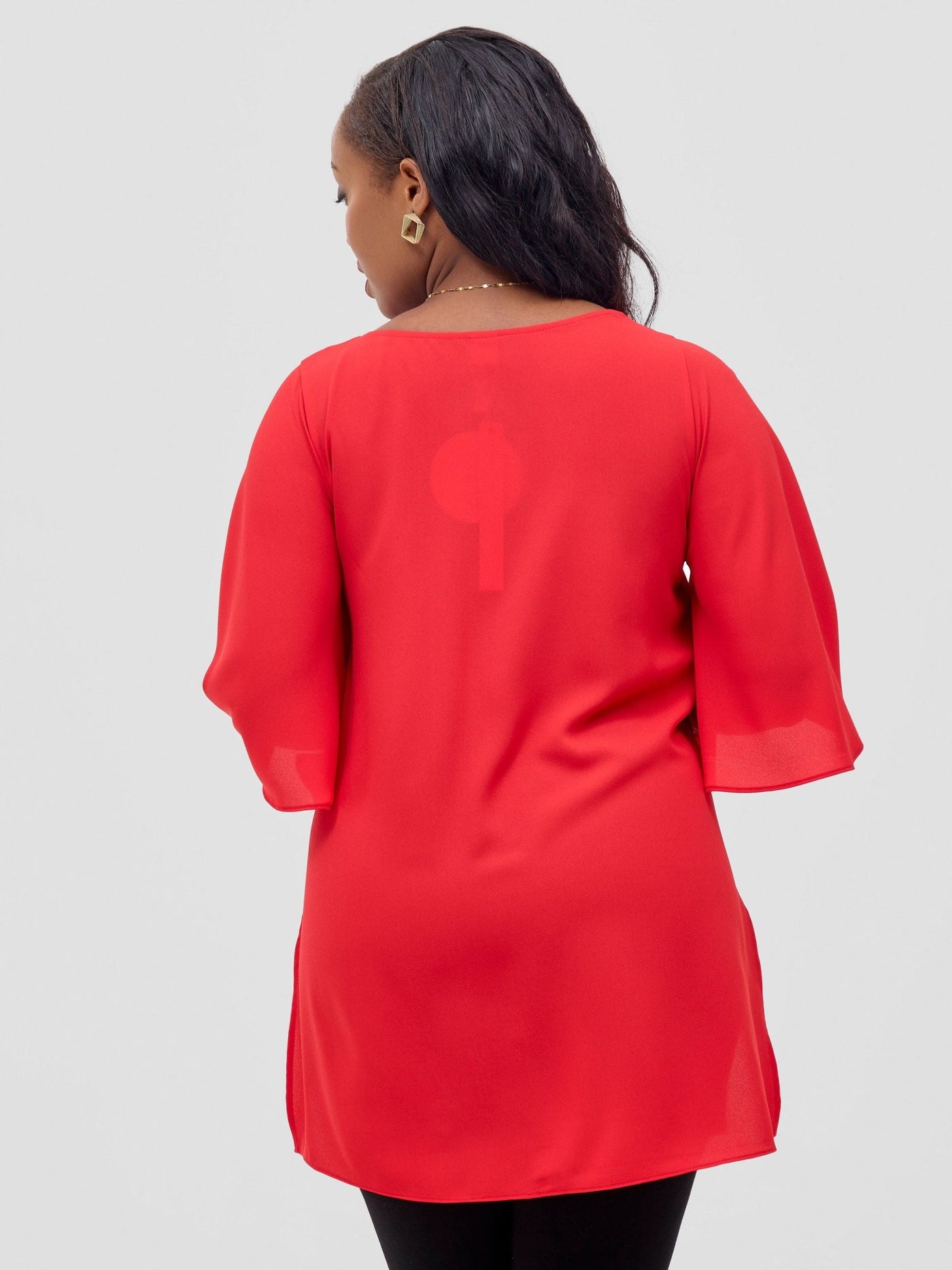 Vivo Hari Flared Sleeve Tunic - Red - Shopzetu