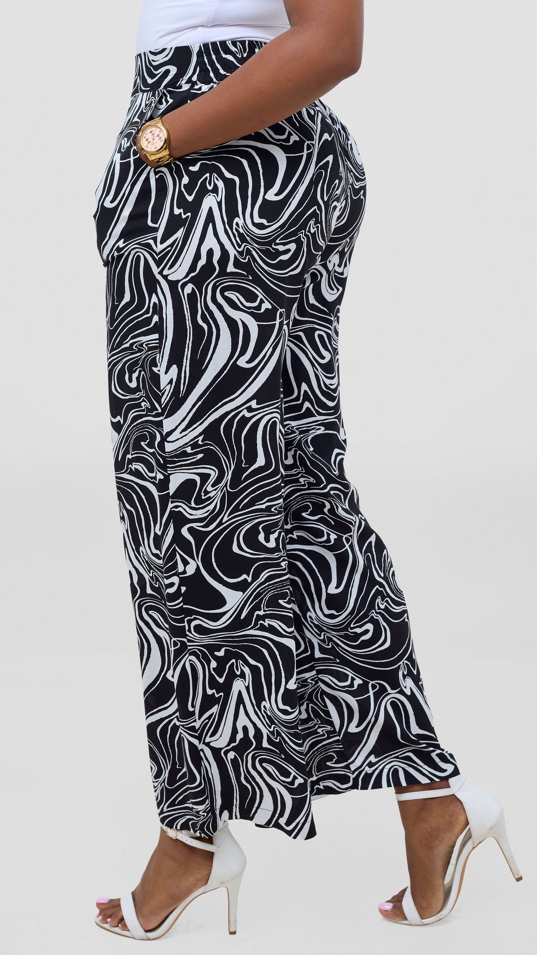 Vivo Samira Pants in Rayon - Black / White Print