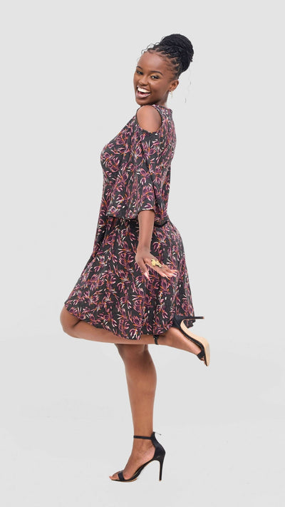 Rimyel Limited Skater Dress - Grey Print - Shopzetu