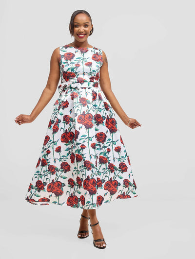 Stylish Sisters Satin Dress - Red / White - Shopzetu