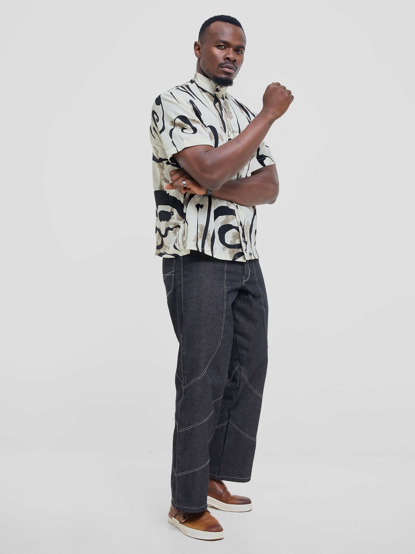Kalungi Mchoro Shirt - Beige - Shopzetu