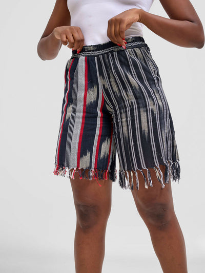 Liquid Lemn Mapachapacha Elasticated Cozy Fringe Linen Short - Multicolored - Shopzetu