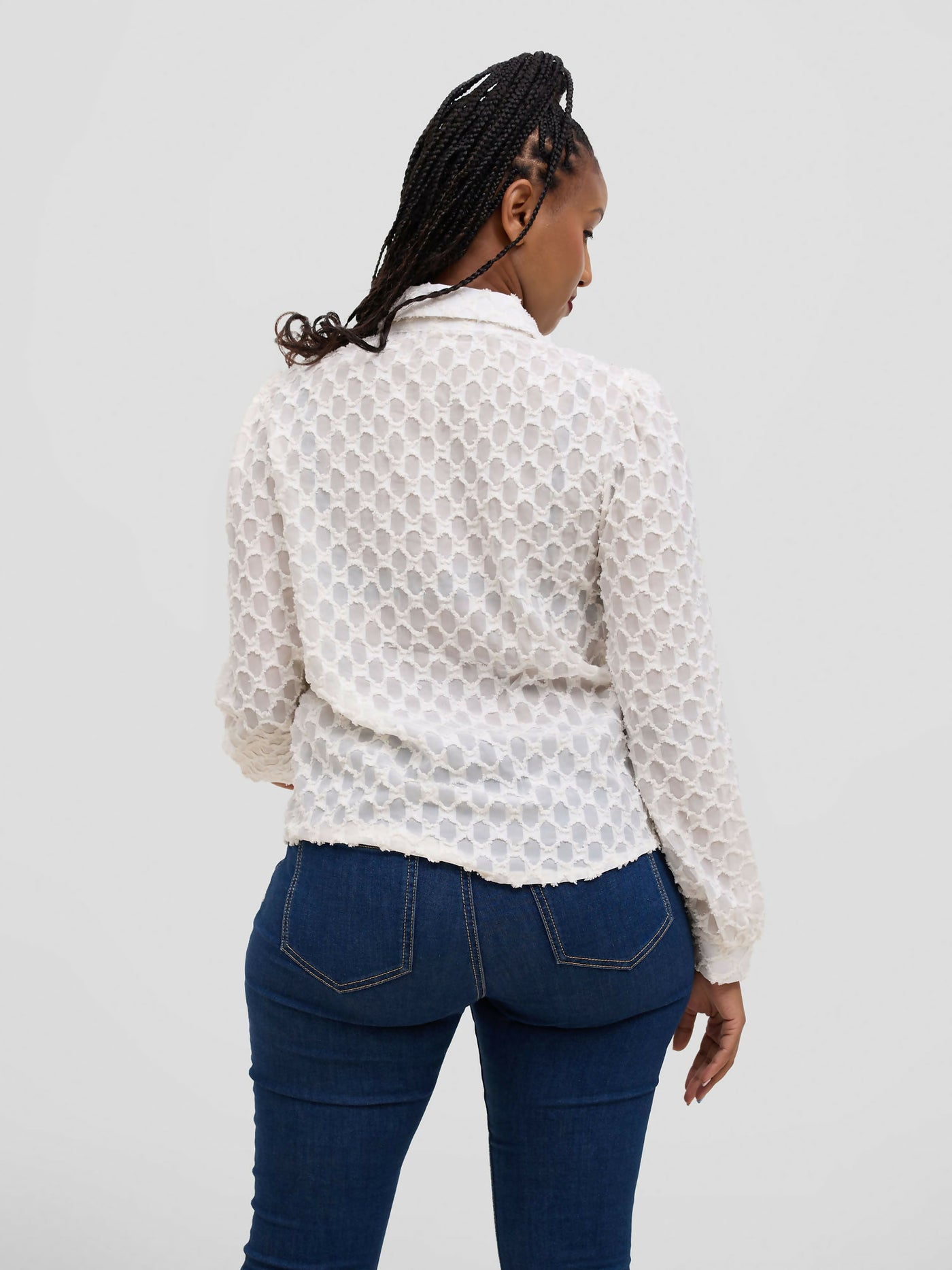 Hessed Long Sleeve Button Shirt - Cream - Shopzetu