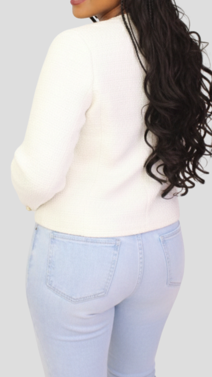 The Fashion Frenzy  Élan Buttoned Jacket - White