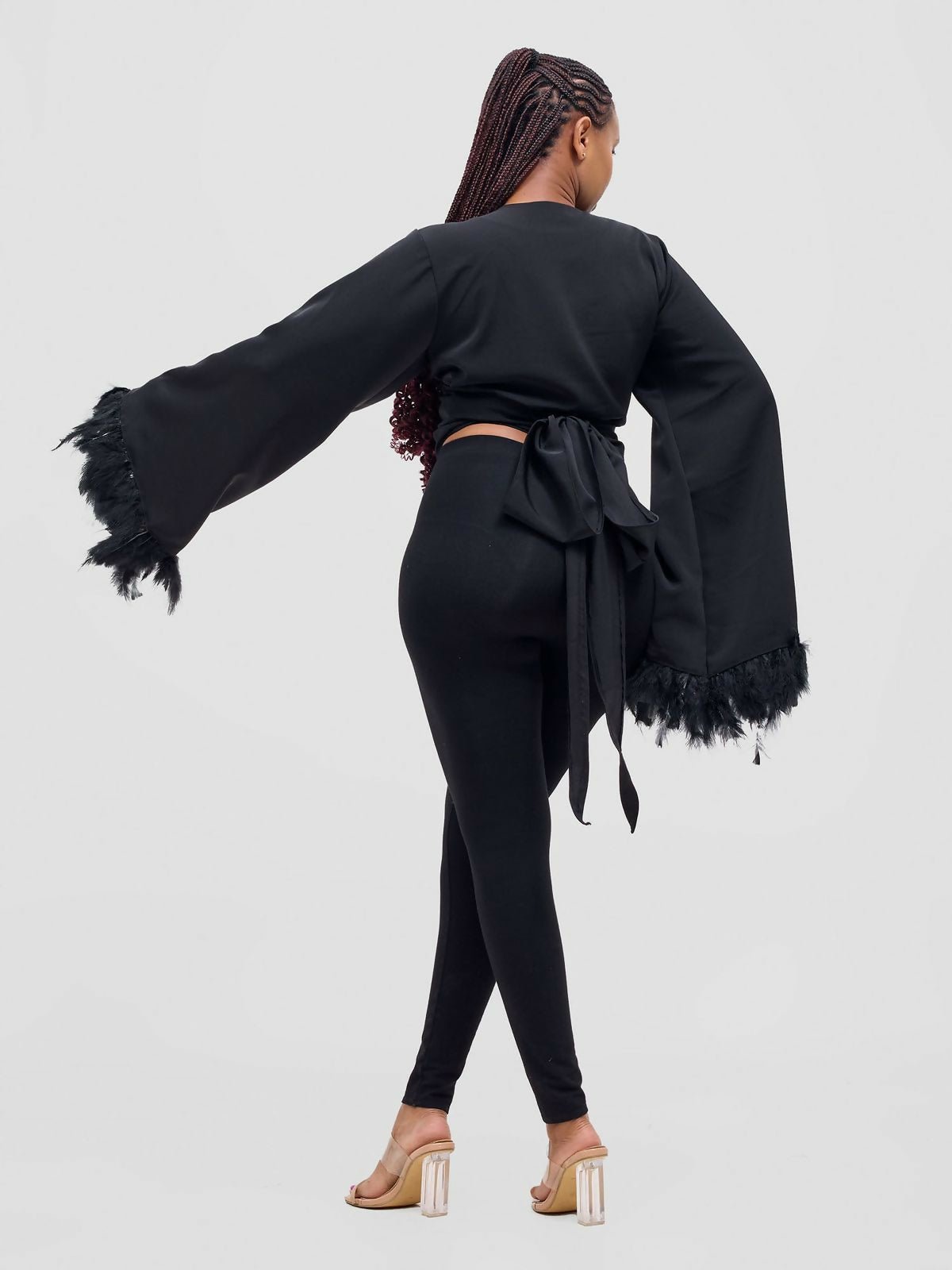 Merli Africa Hera Wrap Top - Black - Shopzetu