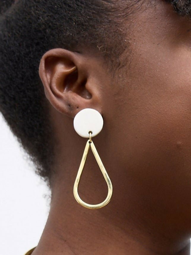 Wema Earrings - White / Gold - Shopzetu