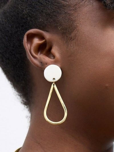 Wema Earrings - White / Gold - Shopzetu
