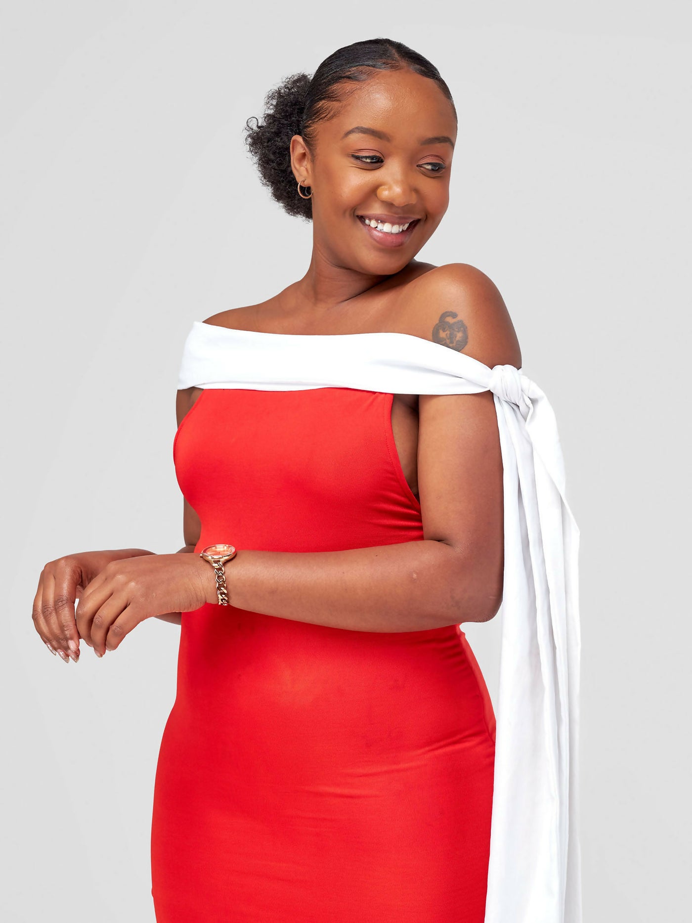 Juka Closet Off-Shoulder Maxi Dress - Red