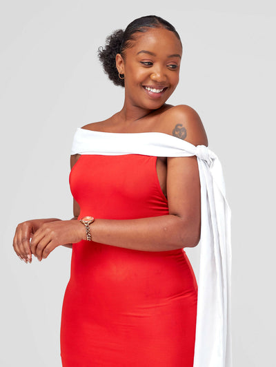 Juka Closet Off-Shoulder Maxi Dress - Red