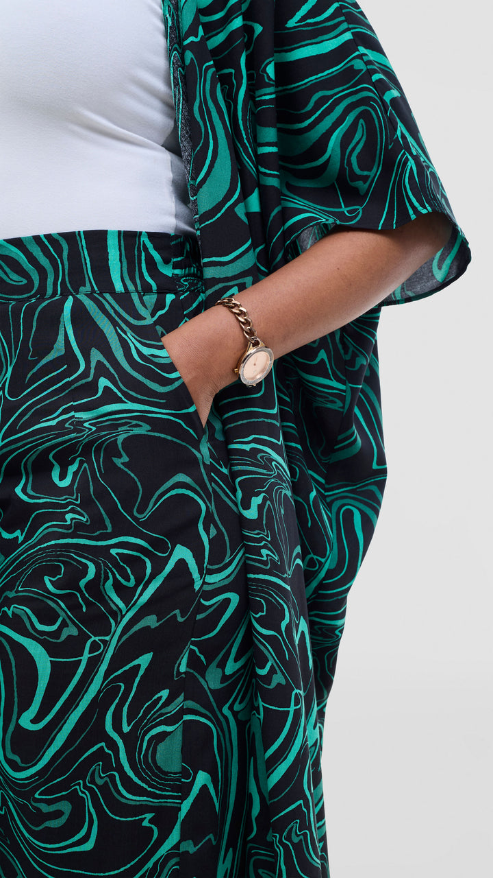 Vivo Samira Pants in Rayon - Black / Green Print