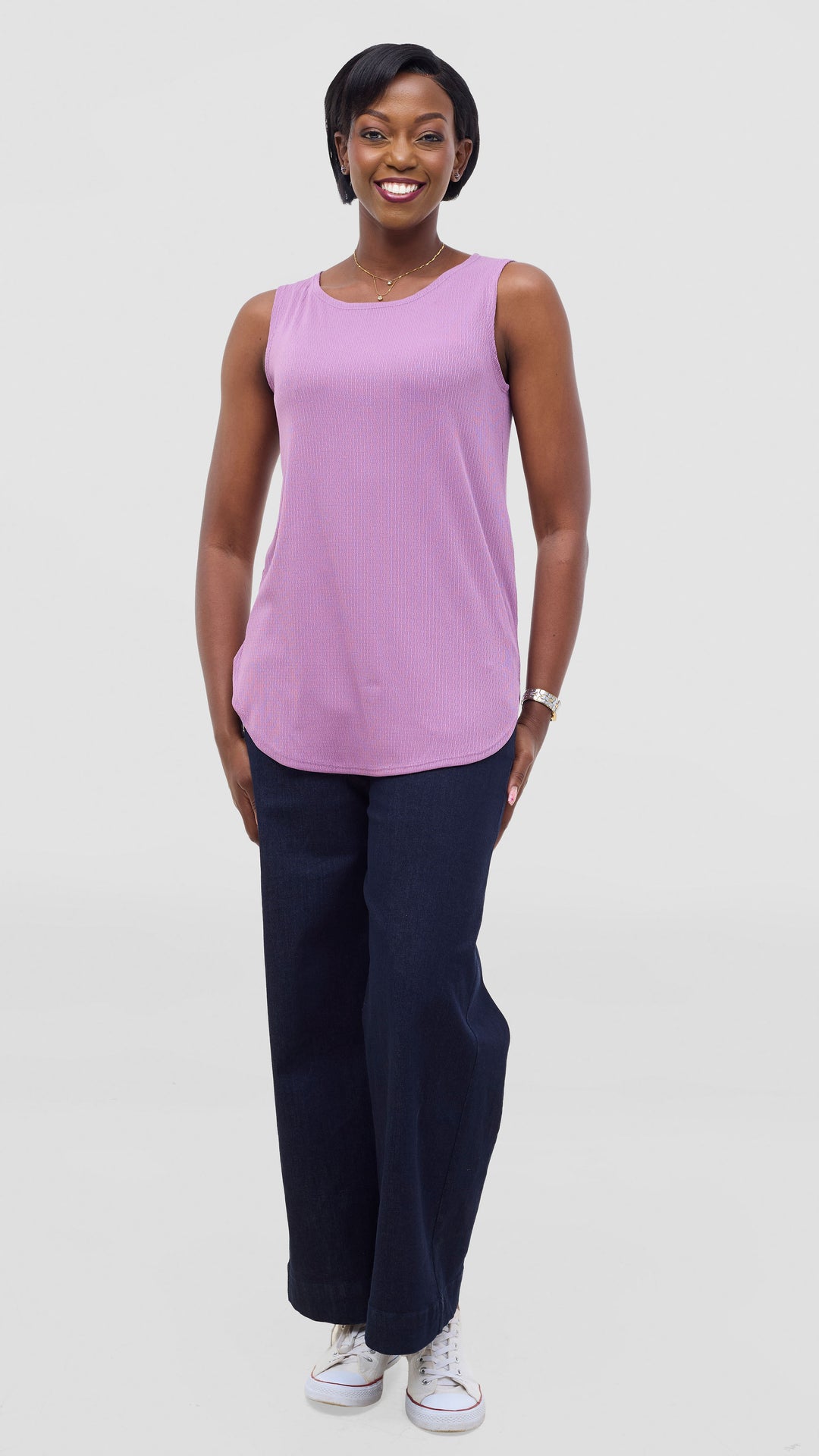 Vivo Chela Scalloped Sleeveless Top - Lilac