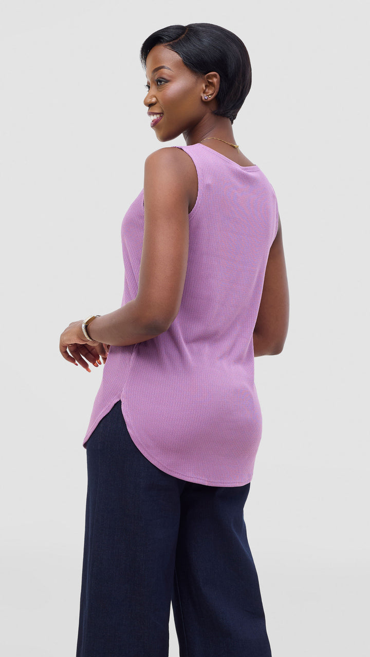 Vivo Chela Scalloped Sleeveless Top - Lilac
