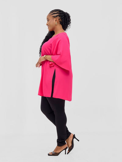 Vivo Hari Flared Sleeve Tunic - Pink - Shopzetu