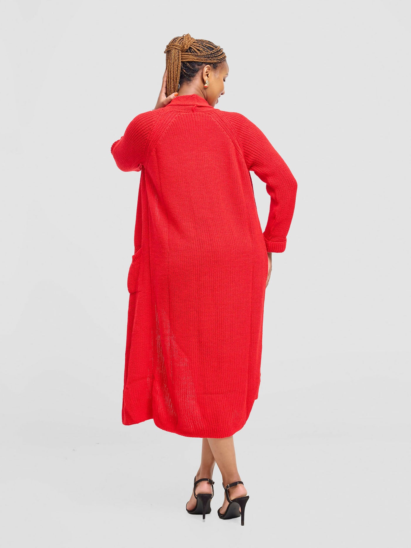 Anel’s Knitwear Midi Sweater - Red - Shopzetu