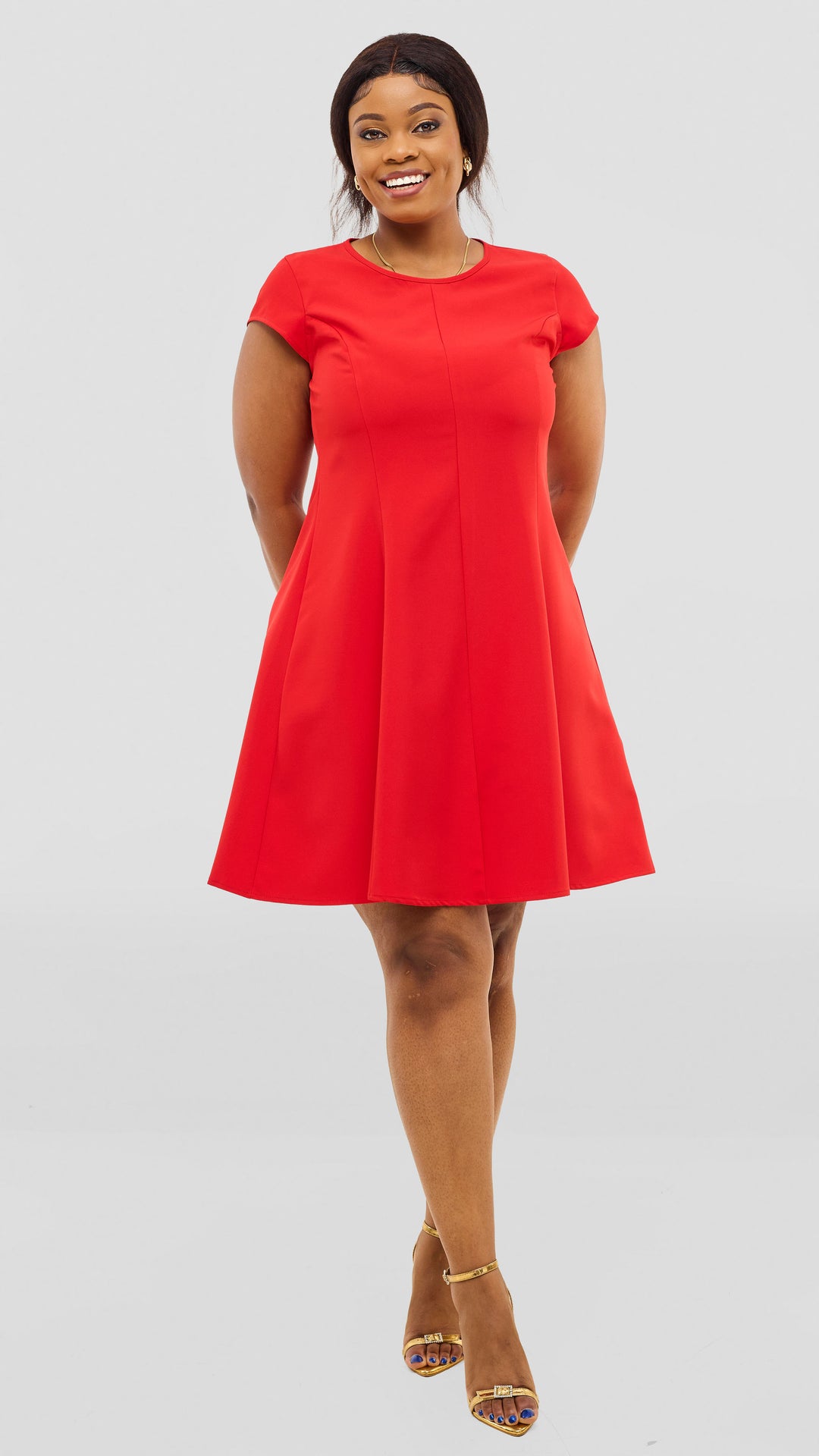Vivo Zelda Panelled Dress In Crepe - Red