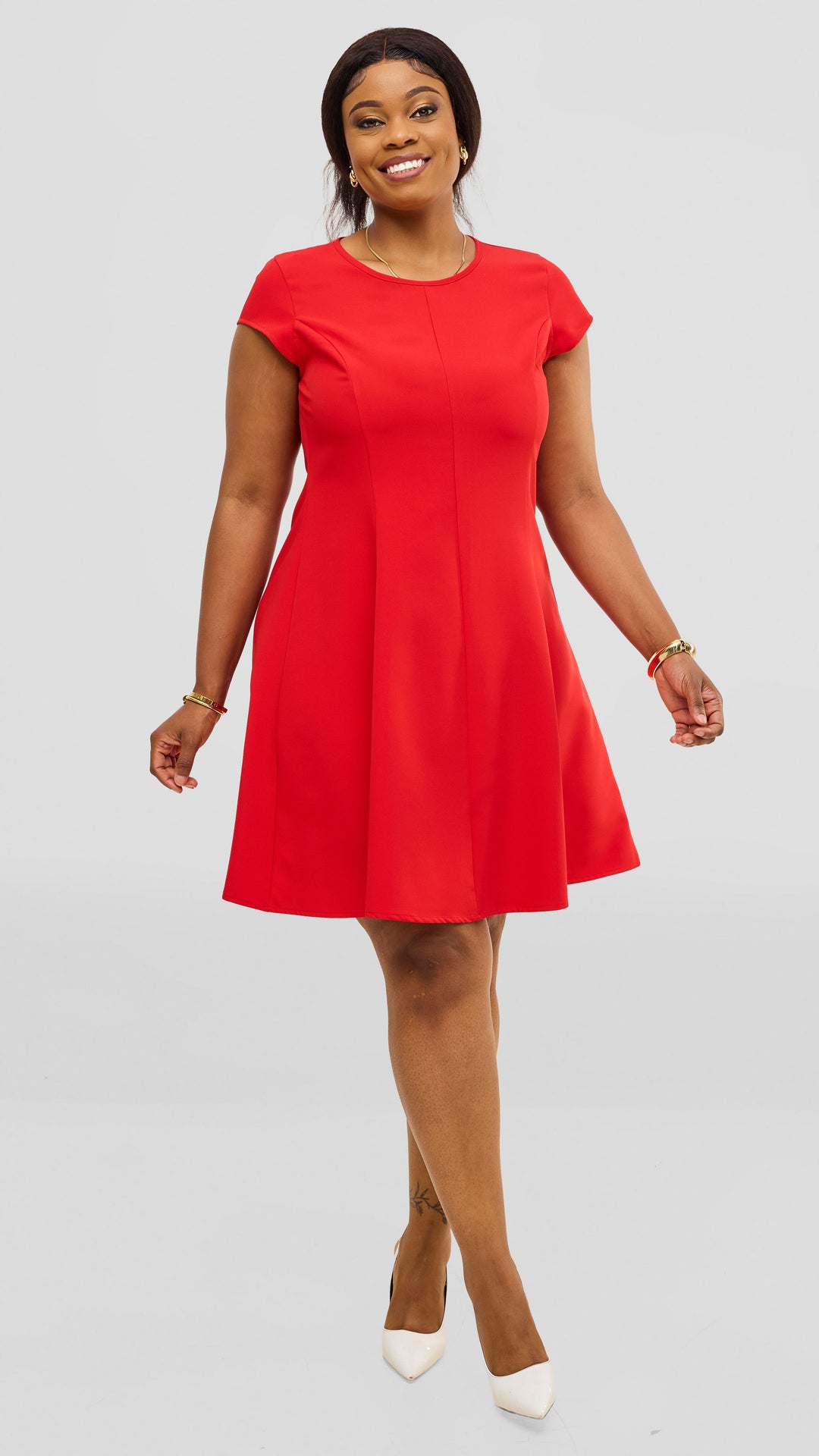 Vivo Zelda Panelled Dress In Crepe - Red