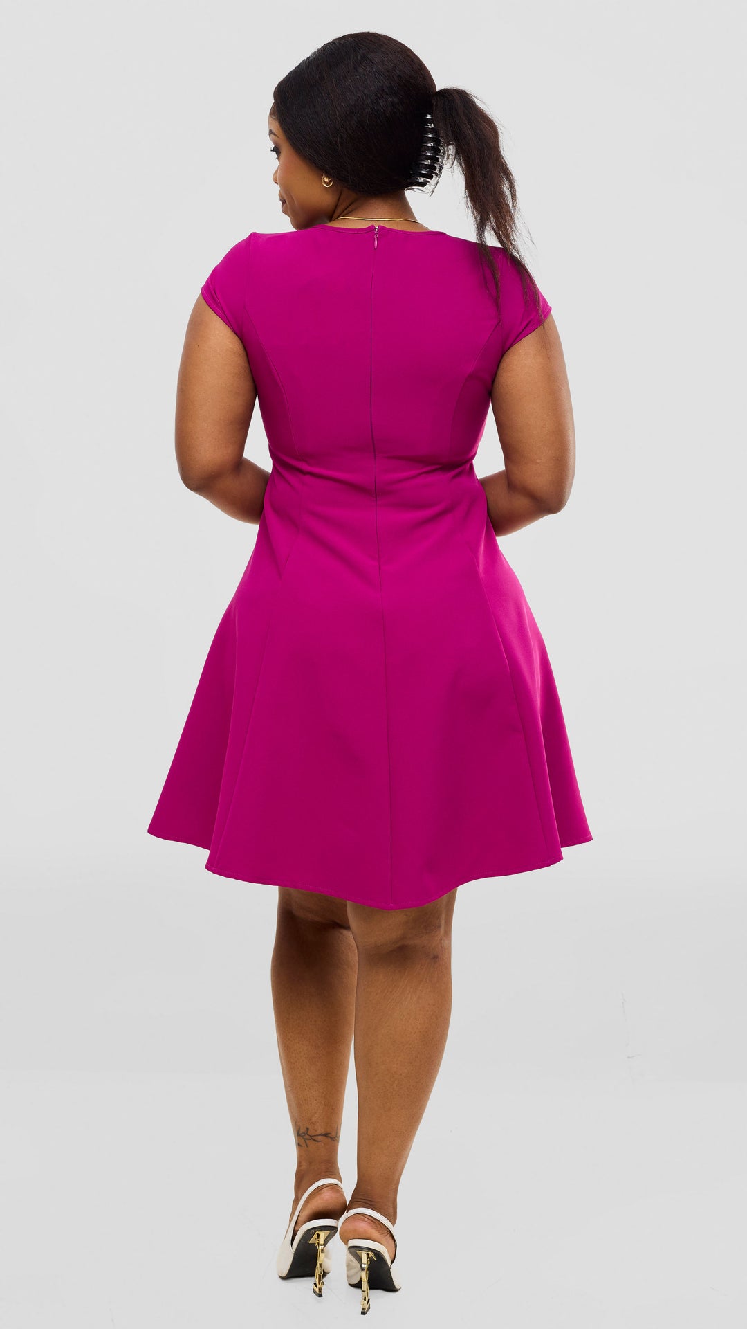 Vivo Zelda Panelled Dress In Crepe - Dark Pink