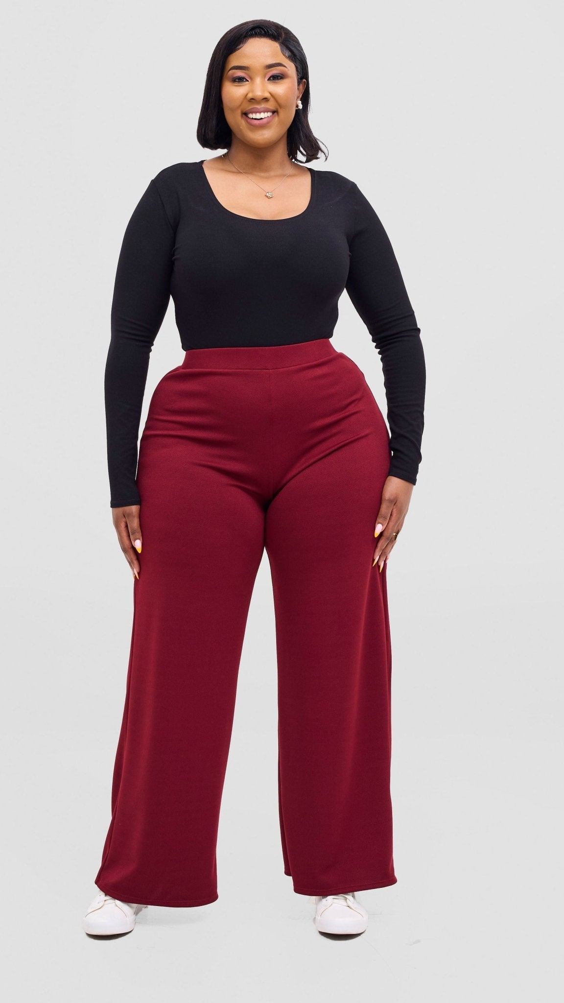 Vivo Selah Pallazo Pants - Maroon - Shopzetu