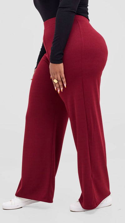 Vivo Selah Pallazo Pants - Maroon - Shopzetu
