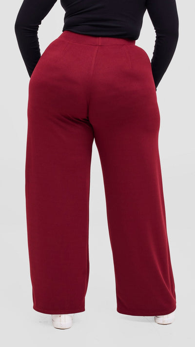 Vivo Selah Pallazo Pants - Maroon - Shopzetu
