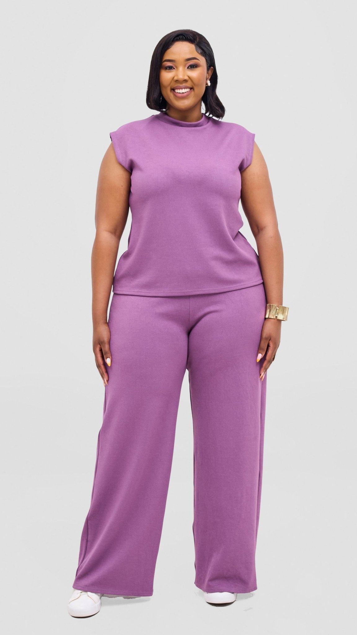 Vivo Selah Mock Neck Top - Lilac - Shopzetu