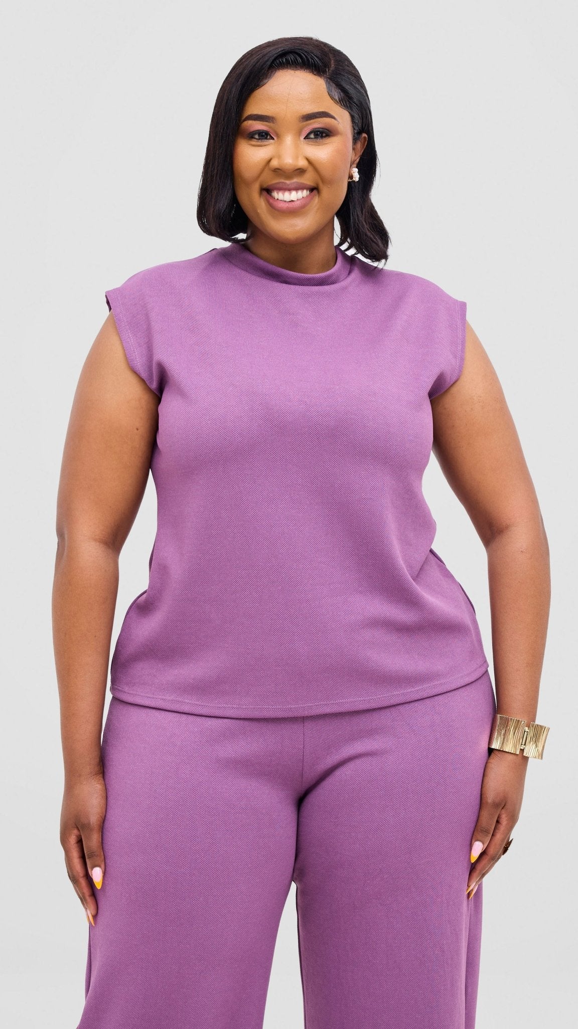 Vivo Selah Mock Neck Top - Lilac - Shopzetu
