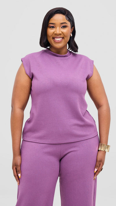 Vivo Selah Mock Neck Top - Lilac - Shopzetu