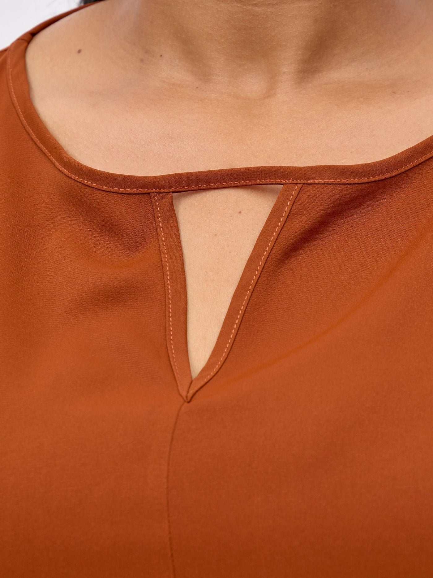 Vivo Esna Drop Shoulder High Low Dress - Rust - Shopzetu