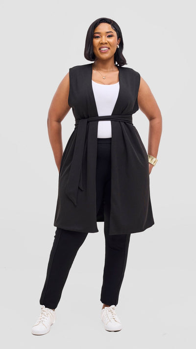 Vivo Selah Double Layered Coat - Black - Shopzetu