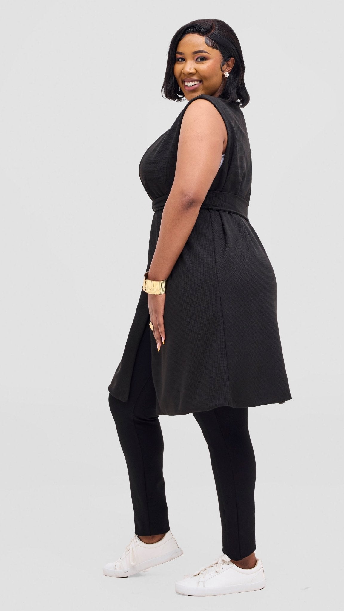 Vivo Selah Double Layered Coat - Black - Shopzetu
