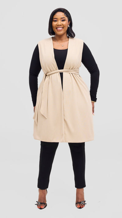 Vivo Selah Double Layered Coat - Beige - Shopzetu