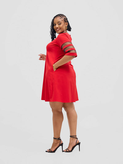 Jolly Fancy Wear Vale Shift Dress - Red - Shopzetu
