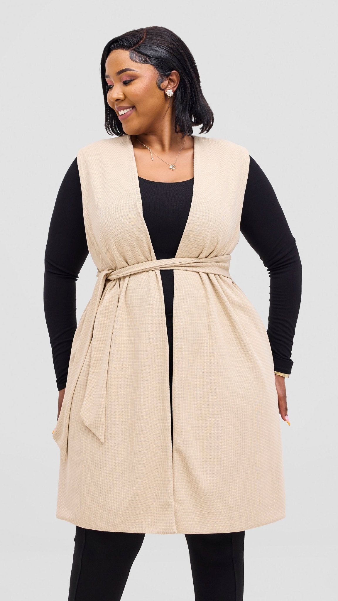 Vivo Selah Double Layered Coat - Beige - Shopzetu