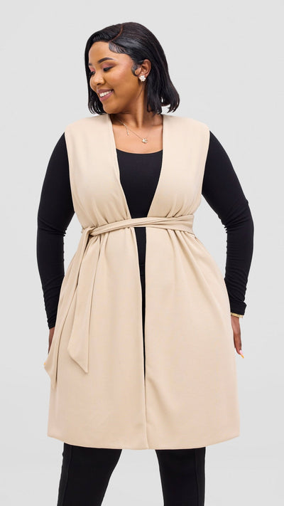 Vivo Selah Double Layered Coat - Beige - Shopzetu