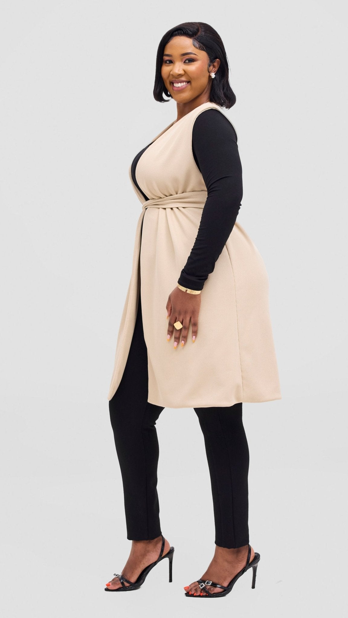 Vivo Selah Double Layered Coat - Beige - Shopzetu