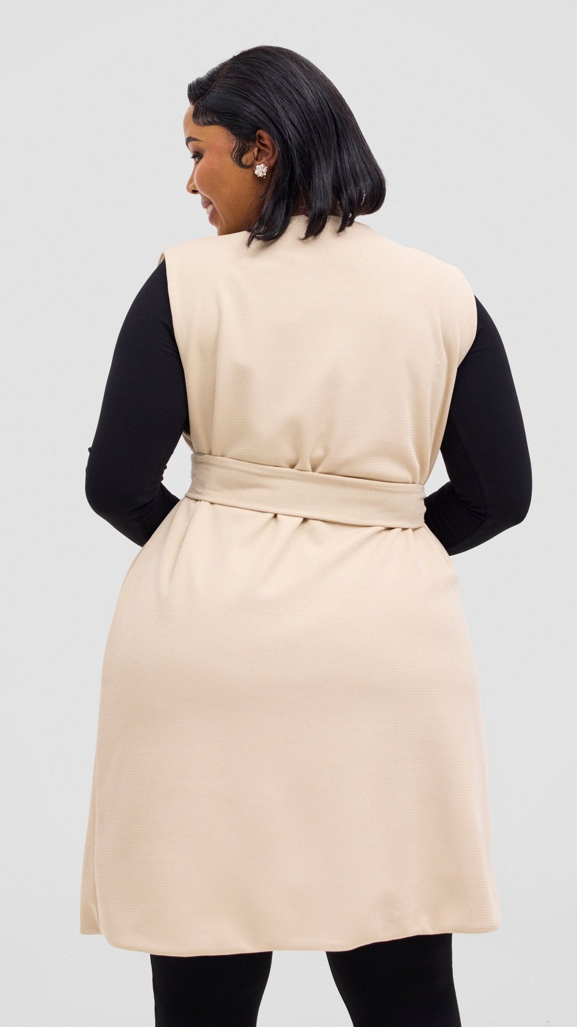 Vivo Selah Double Layered Coat - Beige - Shopzetu