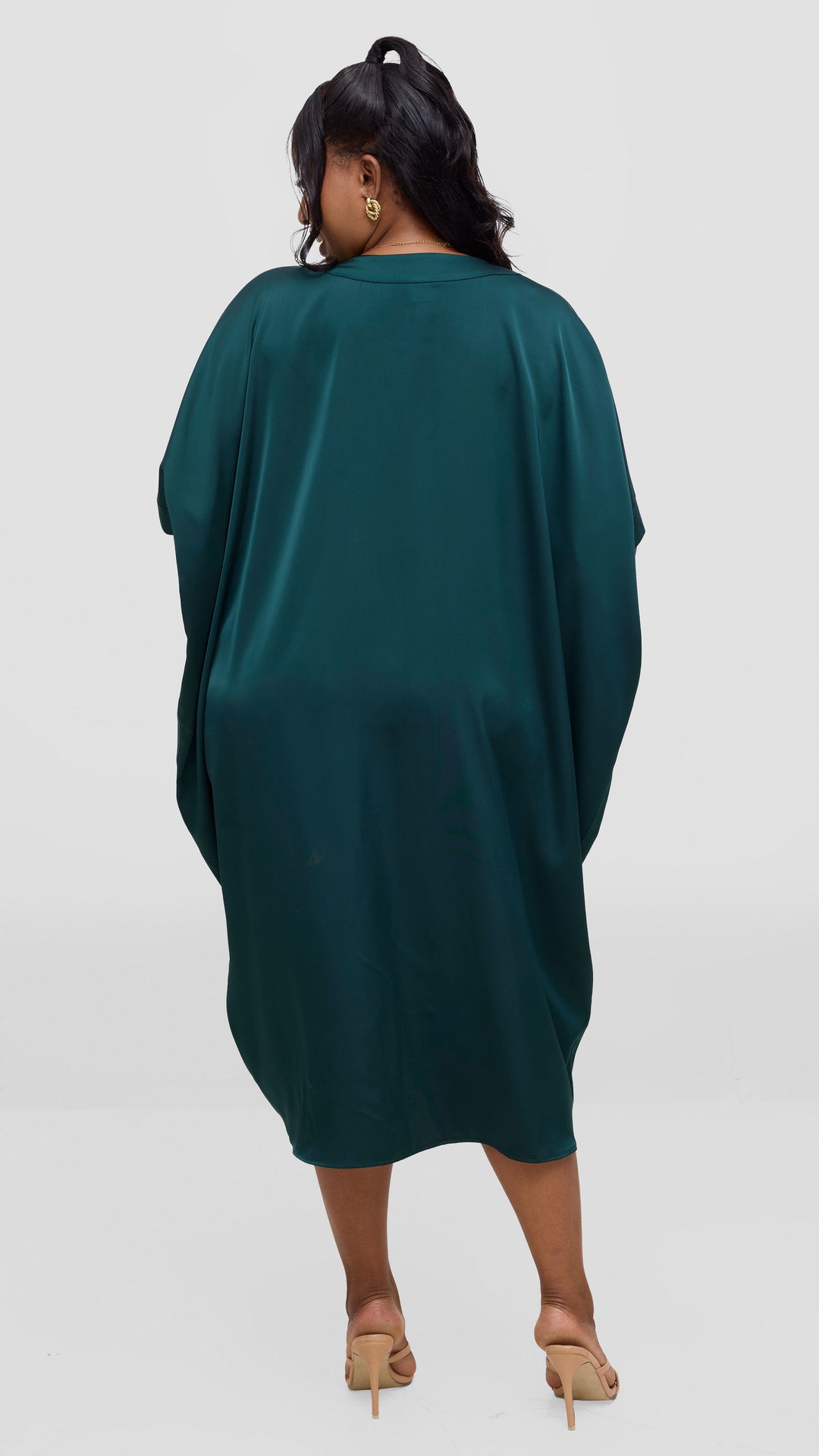 Vivo liora Satin Midi Dress - Dark Green