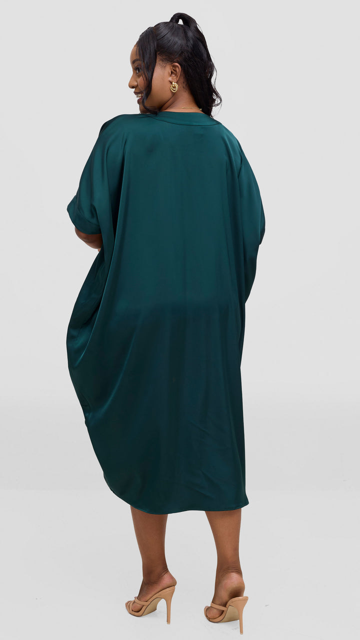 Vivo liora Satin Midi Dress - Dark Green