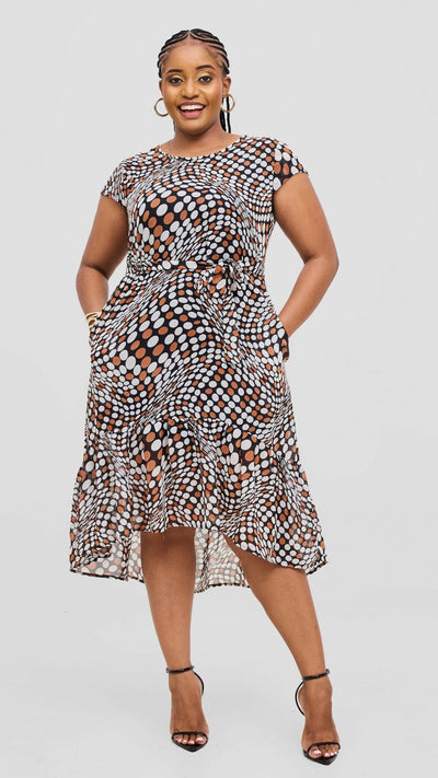 Lizola Kyra Shift Dress - Black / Brown / White - Shopzetu