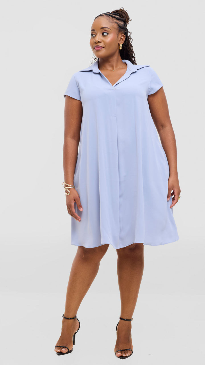 Vivo Yumi Cap Sleeve Dress In Crepe - Light Grey