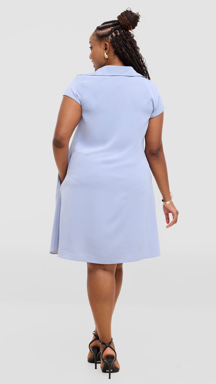 Vivo Yumi Cap Sleeve Dress In Crepe - Light Grey