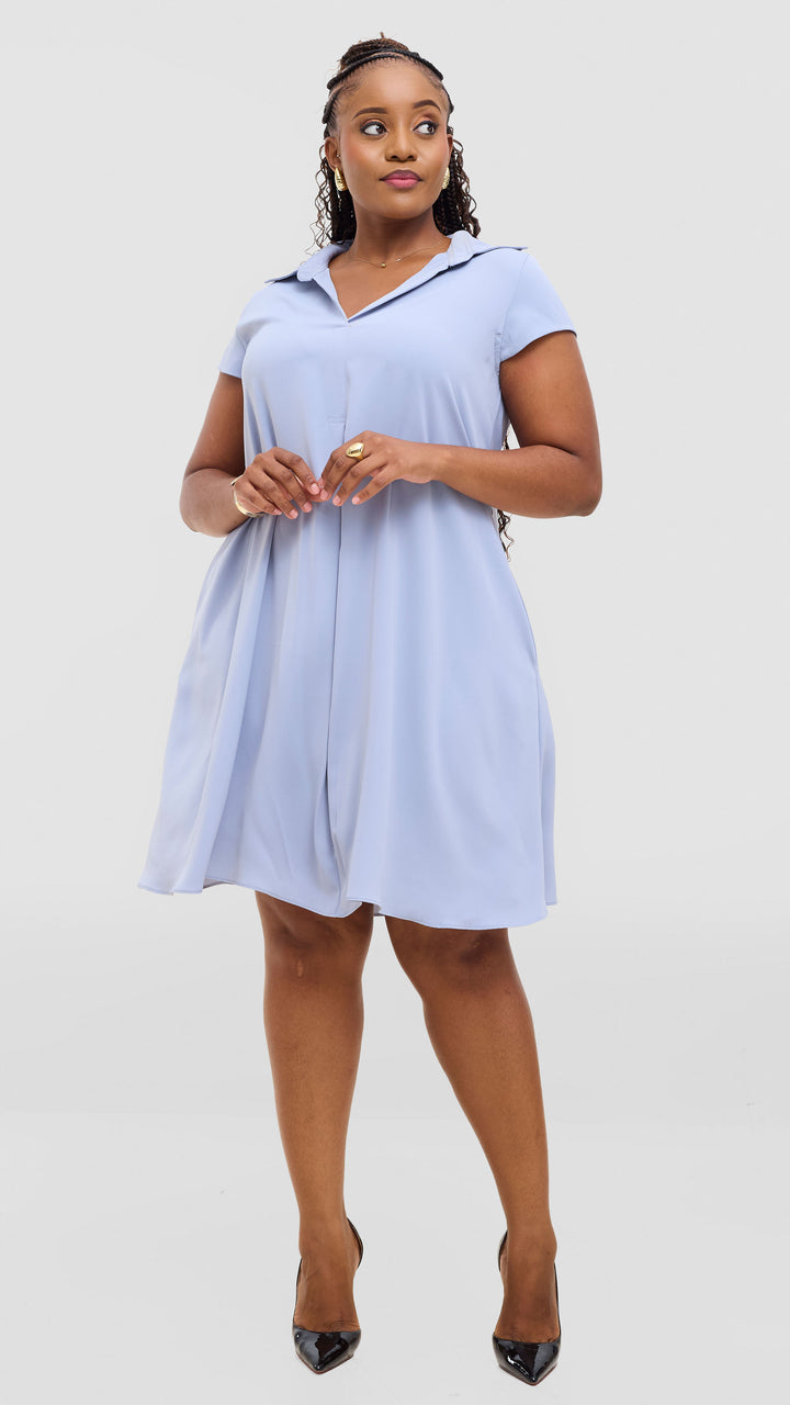Vivo Yumi Cap Sleeve Dress In Crepe - Light Grey