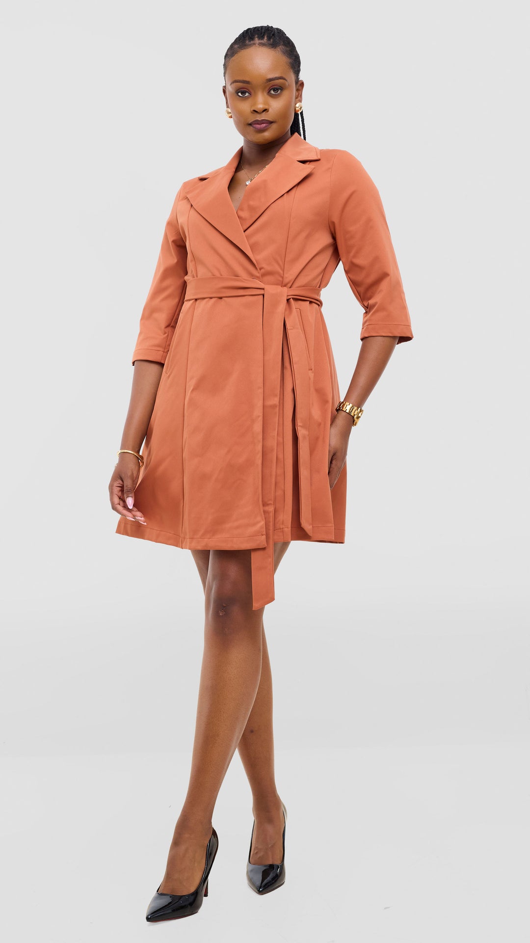 Vivo Aleri Trench Coat Dress - Rust