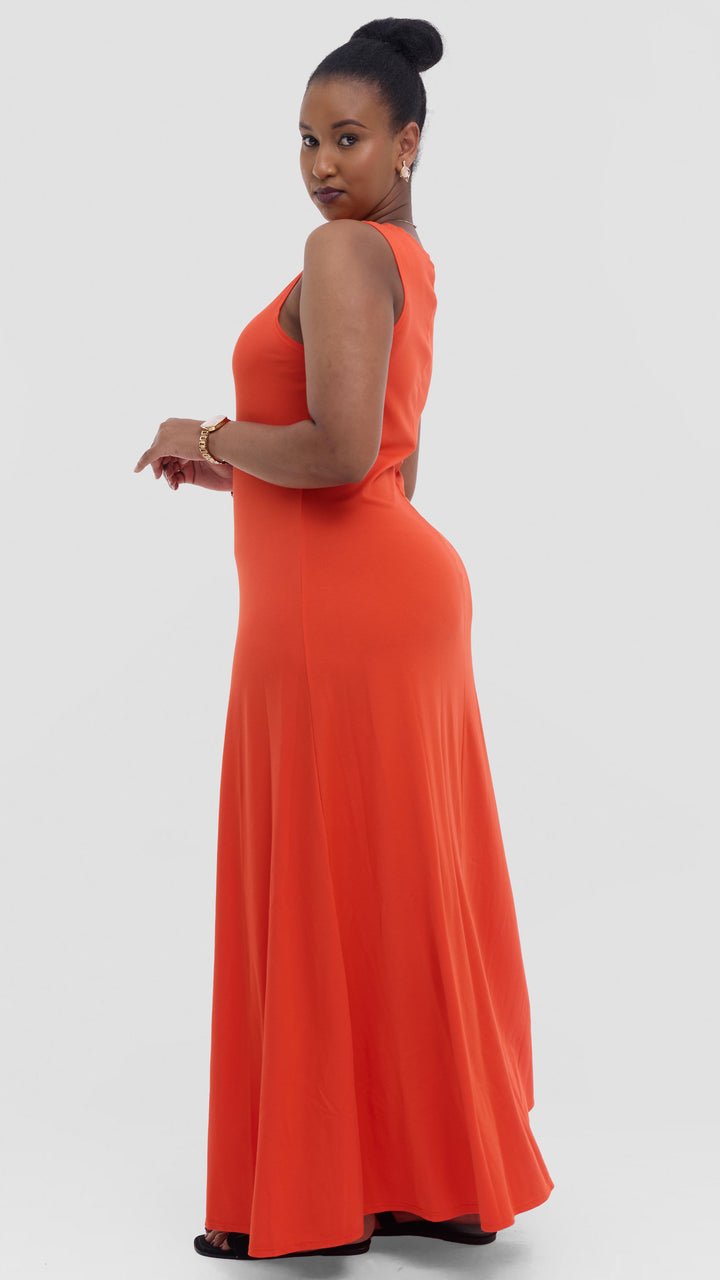 Vivo Tanda Maxi Dress in Ponte - Orange