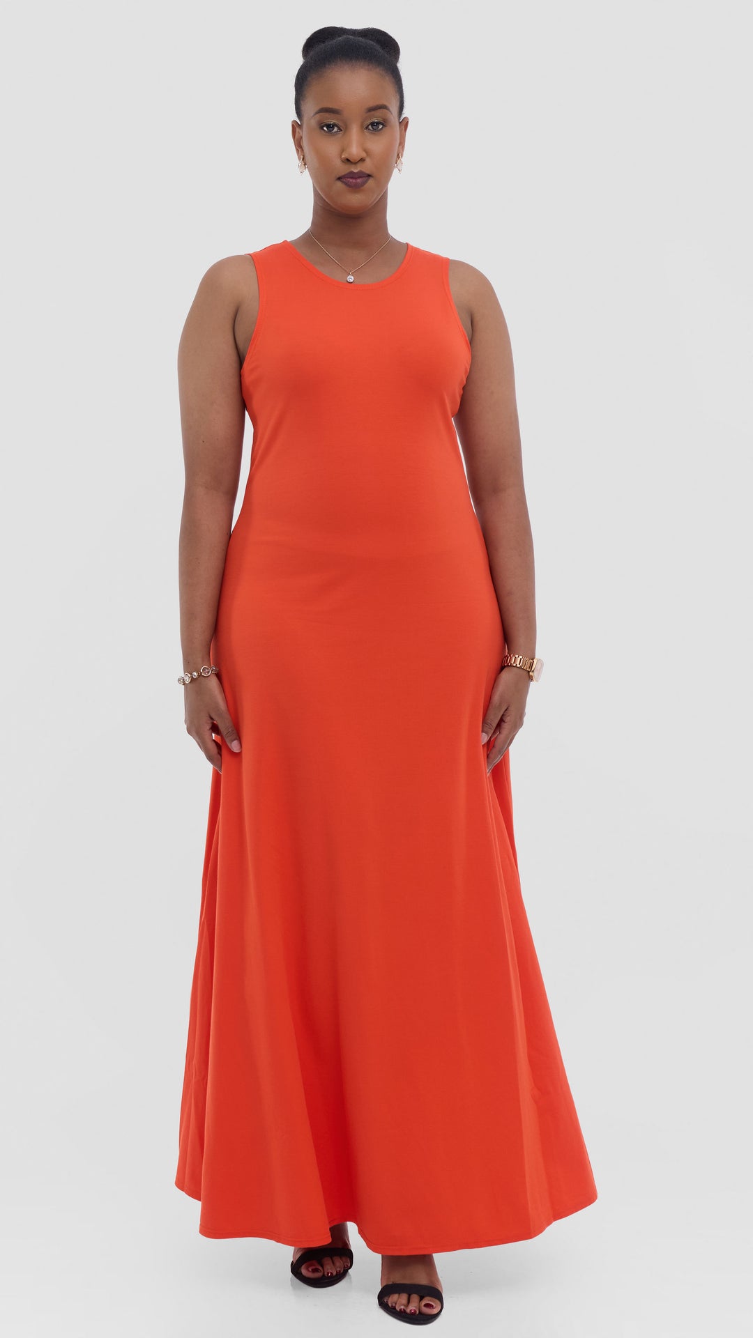 Vivo Tanda Maxi Dress in Ponte - Orange