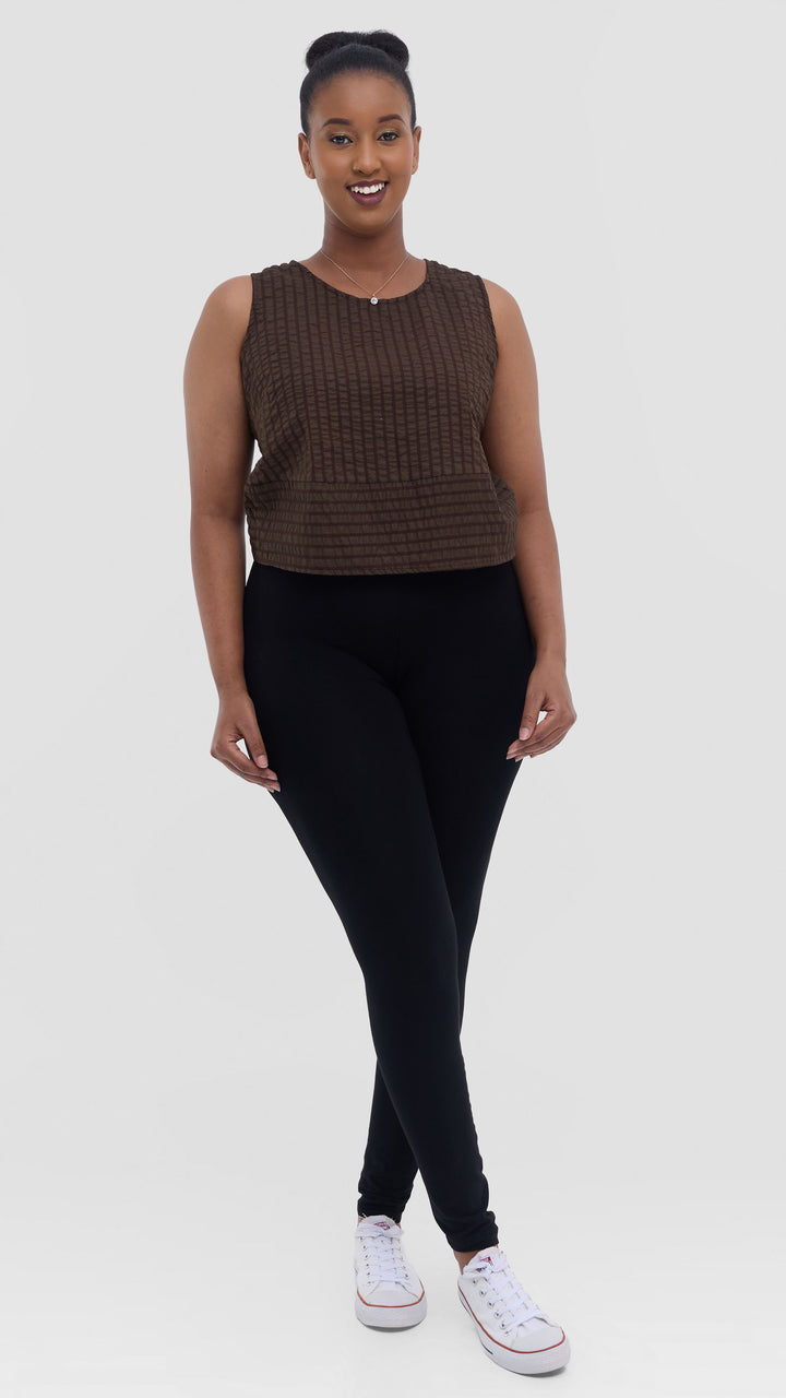 Safari by Vivo Zehra Sleeveless Boxy Top - Brown