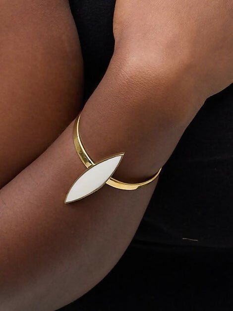 Purely Brass Wema Brass Bracelet - White / Gold - Shopzetu